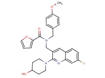 N-{[7-fluoro-2-(4-hydroxy-1-piperidinyl)-3-quinolinyl]methyl}-N-(4-methoxybenzyl)-2-furamide