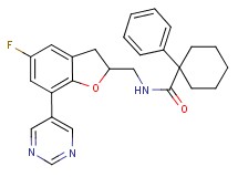 N-{[5-fluoro-7-(5-pyrimidinyl)-2,3-dihydro-1-benzofuran-2-yl]methyl}-1-phenylcyclohexanecarboxamide