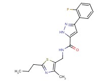 3-(2-fluorophenyl)-N-[(4-methyl-2-propyl-1,3-thiazol-5-yl)methyl]-1H-pyrazole-5-carboxamide