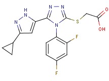 {[5-(3-cyclopropyl-1H-pyrazol-5-yl)-4-(2,4-difluorophenyl)-4H-1,2,4-triazol-3-yl]thio}acetic acid