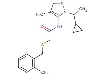 N-[1-(1-cyclopropylethyl)-4-methyl-1H-pyrazol-5-yl]-2-[(2-methylbenzyl)thio]acetamide