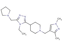 1-[(1,3-dimethyl-1H-pyrazol-4-yl)methyl]-4-[4-ethyl-5-(pyrrolidin-1-ylmethyl)-4H-1,2,4-triazol-3-yl]piperidine