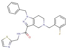 1-benzyl-5-(2-fluorobenzyl)-N-(1,3-thiazol-2-ylmethyl)-4,5,6,7-tetrahydro-1H-pyrazolo[4,3-c]pyridine-3-carboxamide