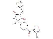 5-methyl-5-{1-[(4-methyl-1,2,5-oxadiazol-3-yl)carbonyl]-4-piperidinyl}-3-(3-thienylmethyl)-2,4-imidazolidinedione