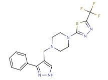 1-[(3-phenyl-1H-pyrazol-4-yl)methyl]-4-[5-(trifluoromethyl)-1,3,4-thiadiazol-2-yl]piperazine