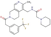 N-[(3-methyl-7-{[3-(trifluoromethyl)phenyl]acetyl}-5,6,7,8-tetrahydro-2,7-naphthyridin-4-yl)methyl]-2-(1-piperidinyl)acetamide