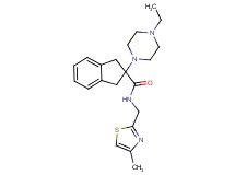 2-(4-ethyl-1-piperazinyl)-N-[(4-methyl-1,3-thiazol-2-yl)methyl]-2-indanecarboxamide