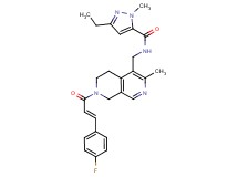 3-ethyl-N-({7-[(2E)-3-(4-fluorophenyl)-2-propenoyl]-3-methyl-5,6,7,8-tetrahydro-2,7-naphthyridin-4-yl}methyl)-1-methyl-1H-pyrazole-5-carboxamide