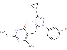 5-{[3-cyclopropyl-1-(3-fluorophenyl)-1H-1,2,4-triazol-5-yl]methyl}-2-ethyl-6-methylpyrimidin-4(3H)-one