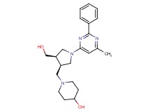 1-{[(3R*,4R*)-4-(hydroxymethyl)-1-(6-methyl-2-phenylpyrimidin-4-yl)pyrrolidin-3-yl]methyl}piperidin-4-ol