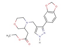ethyl (4-{[3-(1,3-benzodioxol-5-yl)-1H-pyrazol-4-yl]methyl}-3-morpholinyl)acetate