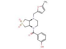 3-{[(4aS*,7aR*)-4-[(5-methyl-2-furyl)methyl]-6,6-dioxidohexahydrothieno[3,4-b]pyrazin-1(2H)-yl]carbonyl}phenol