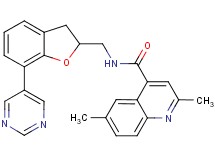 2,6-dimethyl-N-{[7-(5-pyrimidinyl)-2,3-dihydro-1-benzofuran-2-yl]methyl}-4-quinolinecarboxamide