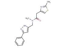 N-methyl-2-(2-methyl-1,3-thiazol-4-yl)-N-[(3-phenyl-1H-pyrazol-5-yl)methyl]acetamide