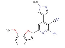 2-amino-6-(7-methoxy-1-benzofuran-2-yl)-4-(1-methyl-1H-pyrazol-4-yl)nicotinonitrile