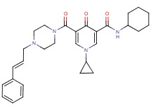 N-cyclohexyl-1-cyclopropyl-4-oxo-5-({4-[(2E)-3-phenyl-2-propen-1-yl]-1-piperazinyl}carbonyl)-1,4-dihydro-3-pyridinecarboxamide