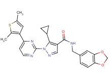 N-(1,3-benzodioxol-5-ylmethyl)-5-cyclopropyl-1-[4-(2,5-dimethyl-3-thienyl)-2-pyrimidinyl]-1H-pyrazole-4-carboxamide