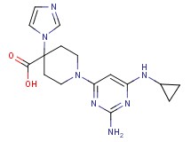 1-[2-amino-6-(cyclopropylamino)pyrimidin-4-yl]-4-(1H-imidazol-1-yl)piperidine-4-carboxylic acid