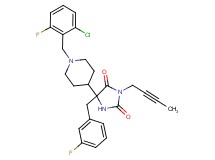 3-(2-butyn-1-yl)-5-[1-(2-chloro-6-fluorobenzyl)-4-piperidinyl]-5-(3-fluorobenzyl)-2,4-imidazolidinedione