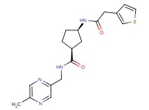 (1S*,3R*)-N-[(5-methyl-2-pyrazinyl)methyl]-3-[(3-thienylacetyl)amino]cyclopentanecarboxamide