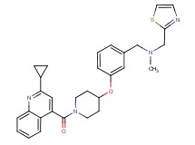1-[3-({1-[(2-cyclopropyl-4-quinolinyl)carbonyl]-4-piperidinyl}oxy)phenyl]-N-methyl-N-(1,3-thiazol-2-ylmethyl)methanamine