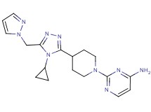 2-{4-[4-cyclopropyl-5-(1H-pyrazol-1-ylmethyl)-4H-1,2,4-triazol-3-yl]piperidin-1-yl}pyrimidin-4-amine