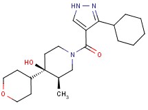 (3R*,4R*)-1-[(3-cyclohexyl-1H-pyrazol-4-yl)carbonyl]-3-methyl-4-(tetrahydro-2H-pyran-4-yl)piperidin-4-ol