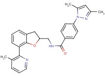 4-(3,5-dimethyl-1H-pyrazol-1-yl)-N-{[7-(3-methyl-2-pyridinyl)-2,3-dihydro-1-benzofuran-2-yl]methyl}benzamide