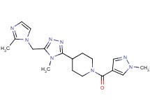4-{4-methyl-5-[(2-methyl-1H-imidazol-1-yl)methyl]-4H-1,2,4-triazol-3-yl}-1-[(1-methyl-1H-pyrazol-4-yl)carbonyl]piperidine