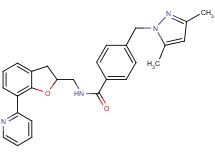 4-[(3,5-dimethyl-1H-pyrazol-1-yl)methyl]-N-{[7-(2-pyridinyl)-2,3-dihydro-1-benzofuran-2-yl]methyl}benzamide