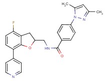 4-(3,5-dimethyl-1H-pyrazol-1-yl)-N-{[4-fluoro-7-(4-pyridinyl)-2,3-dihydro-1-benzofuran-2-yl]methyl}benzamide