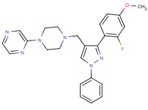 2-(4-{[3-(2-fluoro-4-methoxyphenyl)-1-phenyl-1H-pyrazol-4-yl]methyl}-1-piperazinyl)pyrazine