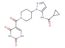 N-(1-{1-[(2,4-dioxo-1,2,3,4-tetrahydropyrimidin-5-yl)carbonyl]piperidin-4-yl}-1H-pyrazol-5-yl)cyclopropanecarboxamide
