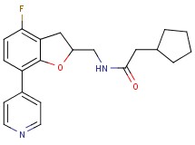2-cyclopentyl-N-{[4-fluoro-7-(4-pyridinyl)-2,3-dihydro-1-benzofuran-2-yl]methyl}acetamide