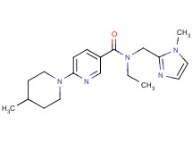 N-ethyl-N-[(1-methyl-1H-imidazol-2-yl)methyl]-6-(4-methyl-1-piperidinyl)nicotinamide