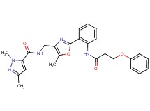 1,3-dimethyl-N-[(5-methyl-2-{2-[(3-phenoxypropanoyl)amino]phenyl}-1,3-oxazol-4-yl)methyl]-1H-pyrazole-5-carboxamide