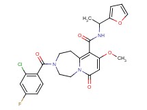 3-(2-chloro-4-fluorobenzoyl)-N-[1-(2-furyl)ethyl]-9-methoxy-7-oxo-1,2,3,4,5,7-hexahydropyrido[1,2-d][1,4]diazepine-10-carboxamide