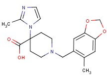 1-[(6-methyl-1,3-benzodioxol-5-yl)methyl]-4-(2-methyl-1H-imidazol-1-yl)piperidine-4-carboxylic acid