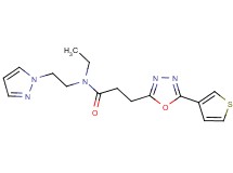 N-ethyl-N-[2-(1H-pyrazol-1-yl)ethyl]-3-[5-(3-thienyl)-1,3,4-oxadiazol-2-yl]propanamide