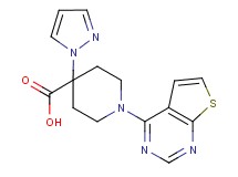 4-(1H-pyrazol-1-yl)-1-thieno[2,3-d]pyrimidin-4-ylpiperidine-4-carboxylic acid