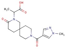 2-{9-[(1-methyl-1H-pyrazol-4-yl)carbonyl]-3-oxo-2,9-diazaspiro[5.5]undec-2-yl}propanoic acid