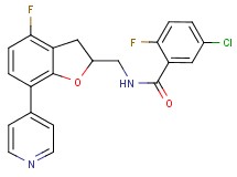 5-chloro-2-fluoro-N-{[4-fluoro-7-(4-pyridinyl)-2,3-dihydro-1-benzofuran-2-yl]methyl}benzamide