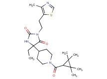 5-ethyl-3-[2-(4-methyl-1,3-thiazol-5-yl)ethyl]-5-{1-[(2,2,3,3-tetramethylcyclopropyl)carbonyl]-4-piperidinyl}-2,4-imidazolidinedione