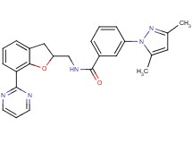 3-(3,5-dimethyl-1H-pyrazol-1-yl)-N-{[7-(2-pyrimidinyl)-2,3-dihydro-1-benzofuran-2-yl]methyl}benzamide
