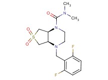 (4aR*,7aS*)-4-(2,6-difluorobenzyl)-N,N-dimethylhexahydrothieno[3,4-b]pyrazine-1(2H)-carboxamide 6,6-dioxide