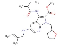 methyl 3-[(2-methylbutanoyl)amino]-5-{[(2E)-2-methyl-2-buten-1-yl]amino}-1-(tetrahydro-2-furanylmethyl)-1H-pyrrolo[2,3-b]pyridine-2-carboxylate