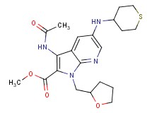 methyl 3-(acetylamino)-1-(tetrahydro-2-furanylmethyl)-5-(tetrahydro-2H-thiopyran-4-ylamino)-1H-pyrrolo[2,3-b]pyridine-2-carboxylate