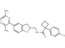1-(4-chlorophenyl)-N-{[5-(3,6-dimethyl-2-pyrazinyl)-2,3-dihydro-1-benzofuran-2-yl]methyl}cyclobutanecarboxamide