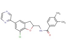 N-{[7-chloro-5-(2-pyrazinyl)-2,3-dihydro-1-benzofuran-2-yl]methyl}-3,4-dimethylbenzamide