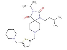 3-isopropyl-1-(3-methylbutyl)-8-{[5-(1-piperidinylmethyl)-2-thienyl]methyl}-1,3,8-triazaspiro[4.5]decane-2,4-dione